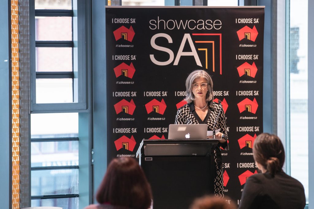 Showcase SA Industry Briefing: Health with Dr Fergus Whitehead, Clinpath Pathology, Prof. Nicola Spurrier, Chief Public Health Officer, SA Health and Chloe Kempe, GM Business Development & Culture, SA Care (June 2020) photos: Matthew Kroker/Showcase SA