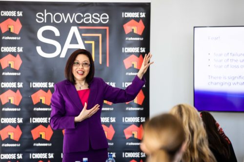 Guests and presenters at Showcase SA Masterclass: Culture the gamechanger for SMEs with Michelle Stanton, Zone Culture at Adelaide Skydeck, September 2020 (pic: Matthew Kroker Photography)