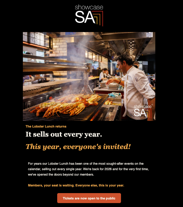 Showcase SA newsletter example